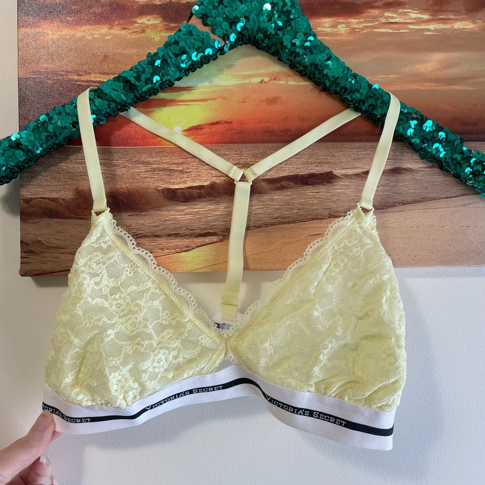 VS Victoria’s Secret yellow lace racerback bra bralette
